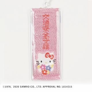 ハローキティ  交通安全守（リボン花束キラキラ） 白/ピンクラメ
