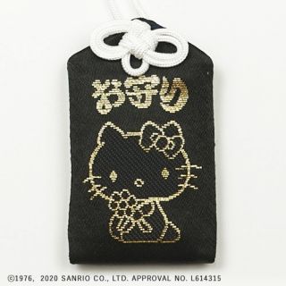 ハローキティ  黒御守（オスワリ） 黒/金